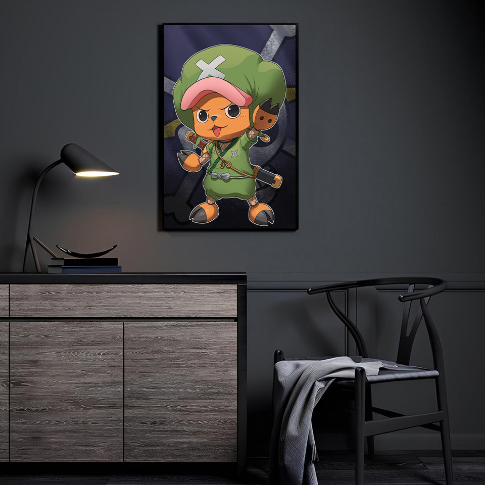 Ninja Chopper Wall Art by Sam Dela Torre displayed in a modern room.