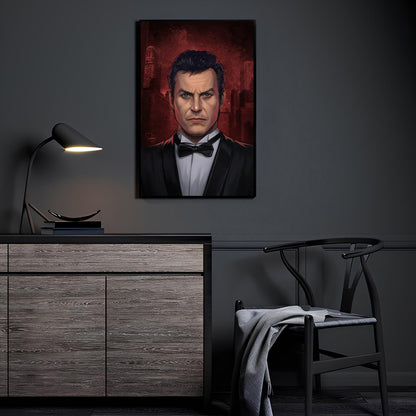 Bruce Wayne Wall Art by Sam Dela Torre displayed in a modern room.