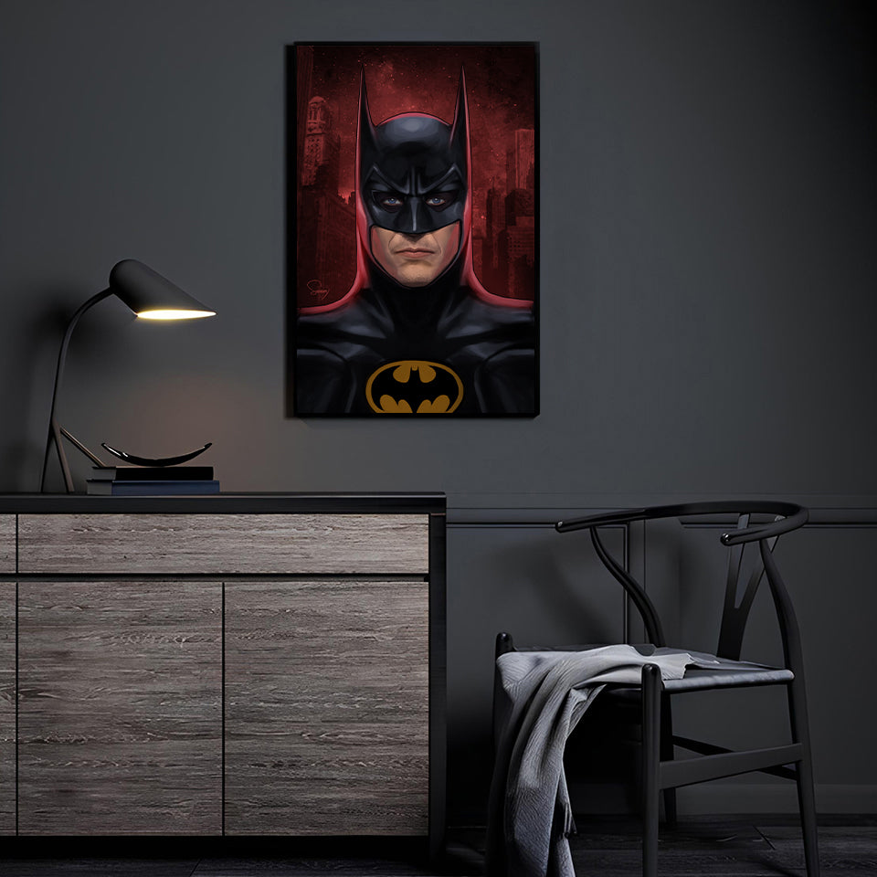 Oath of the Dark City Wall Art by Sam Dela Torre displayed in a modern room.