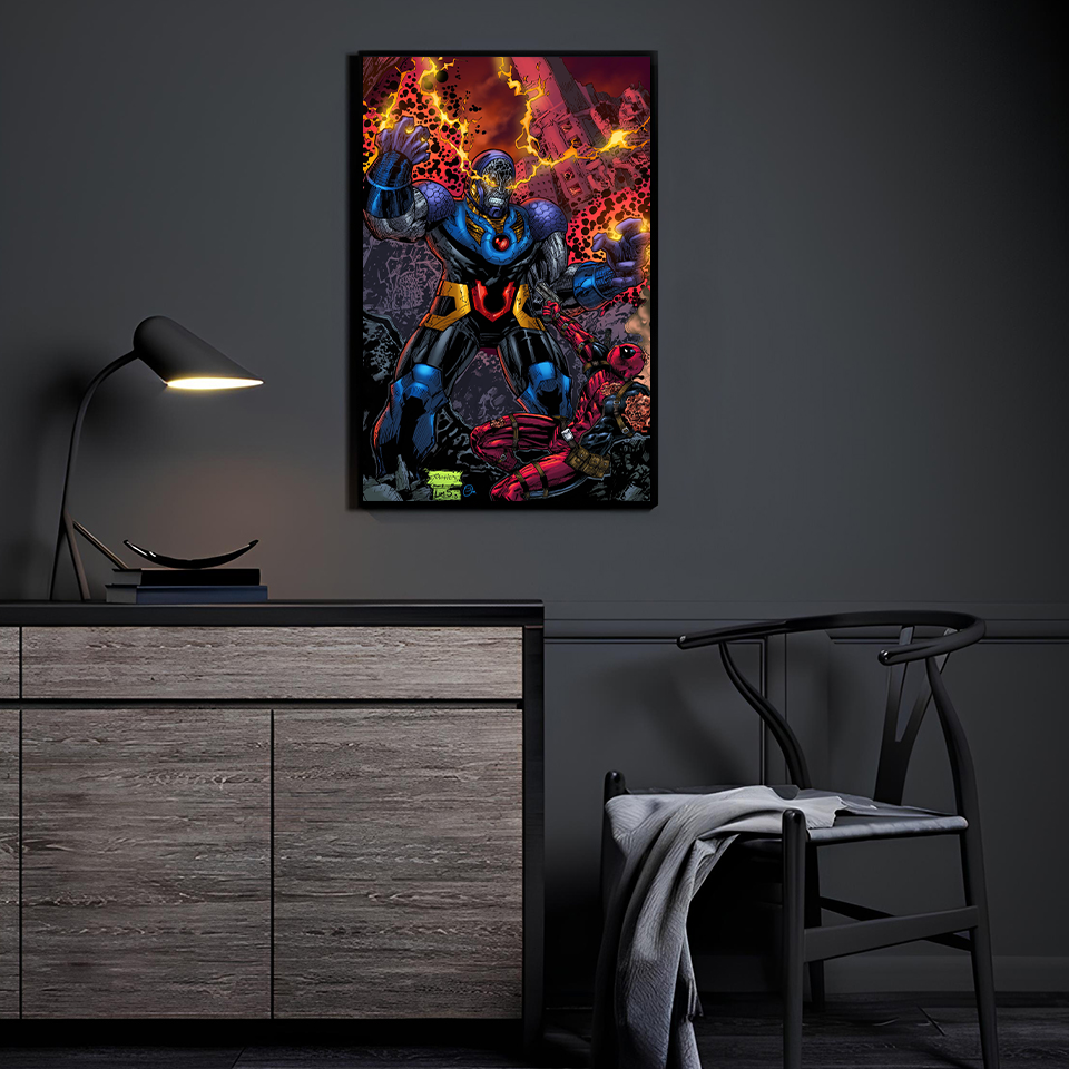 Omega Tyrant Showdown by Savy Lim displayed in a modern room.