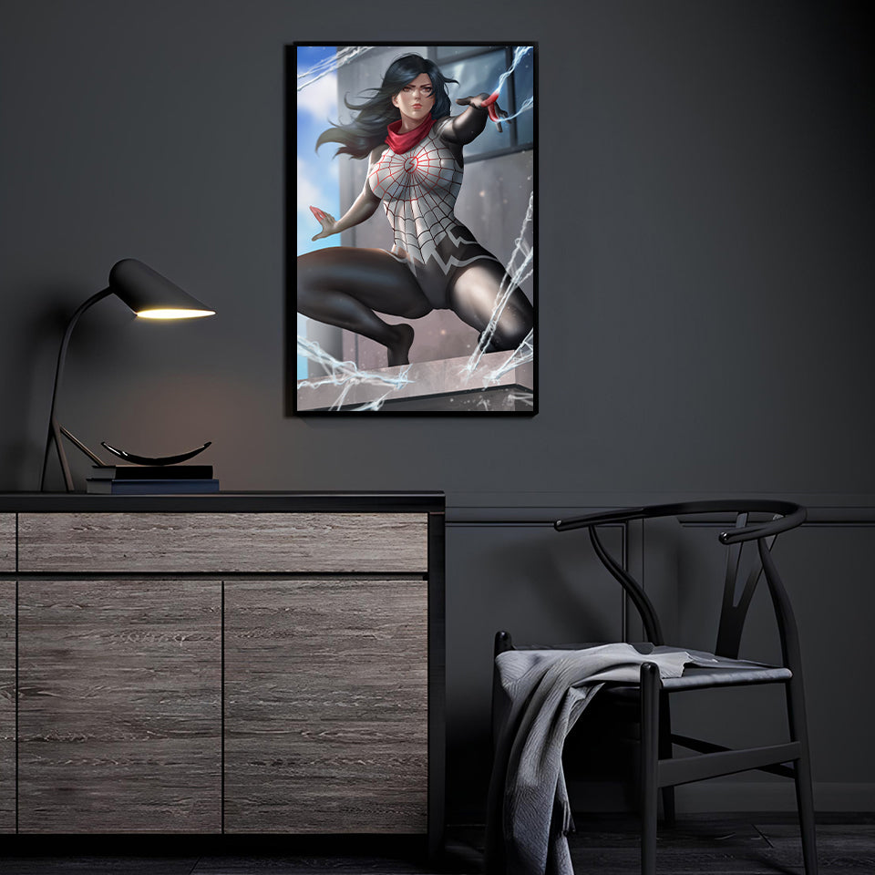 Silk by Nopeys displayed in a modern comic collector room.