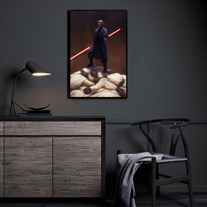 Sith of the Fallen Dojo by Justine Cruz displayed in a modern room.