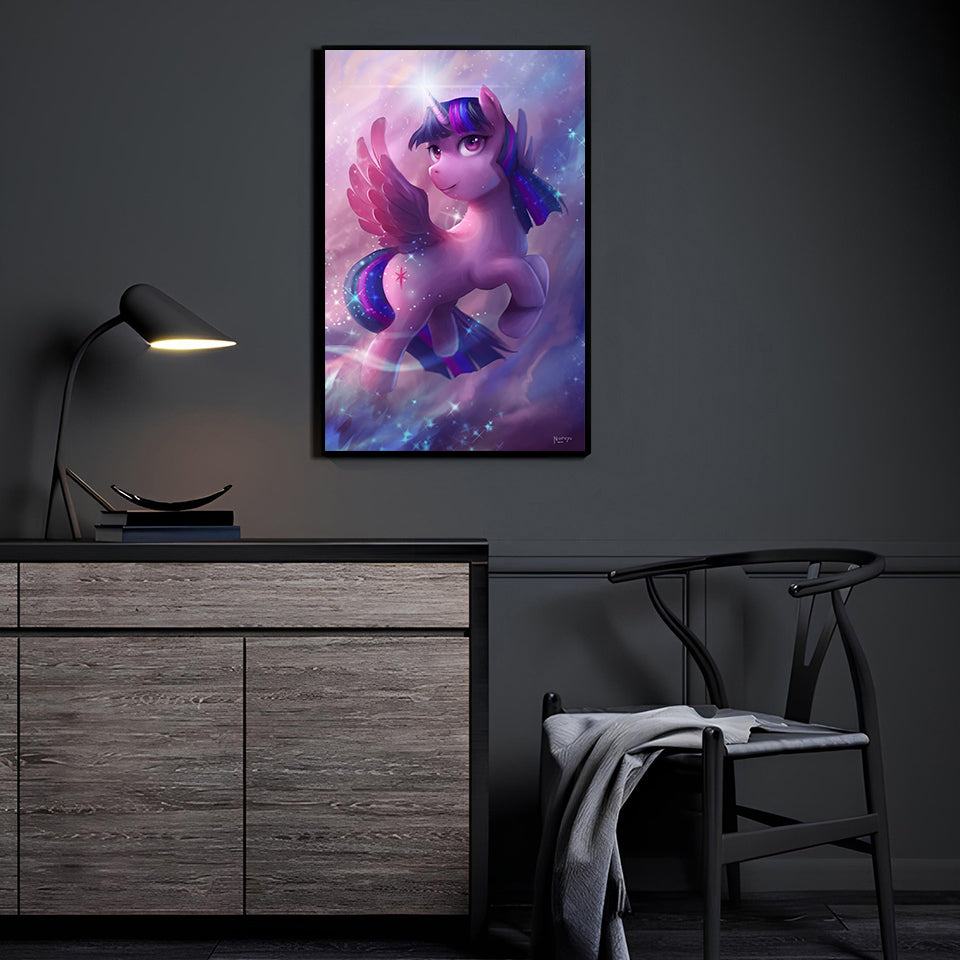 Starlit Spark (Twilight Sparkle) wall art by Snapping Turtle Gallery displayed in a modern fan-collector room.