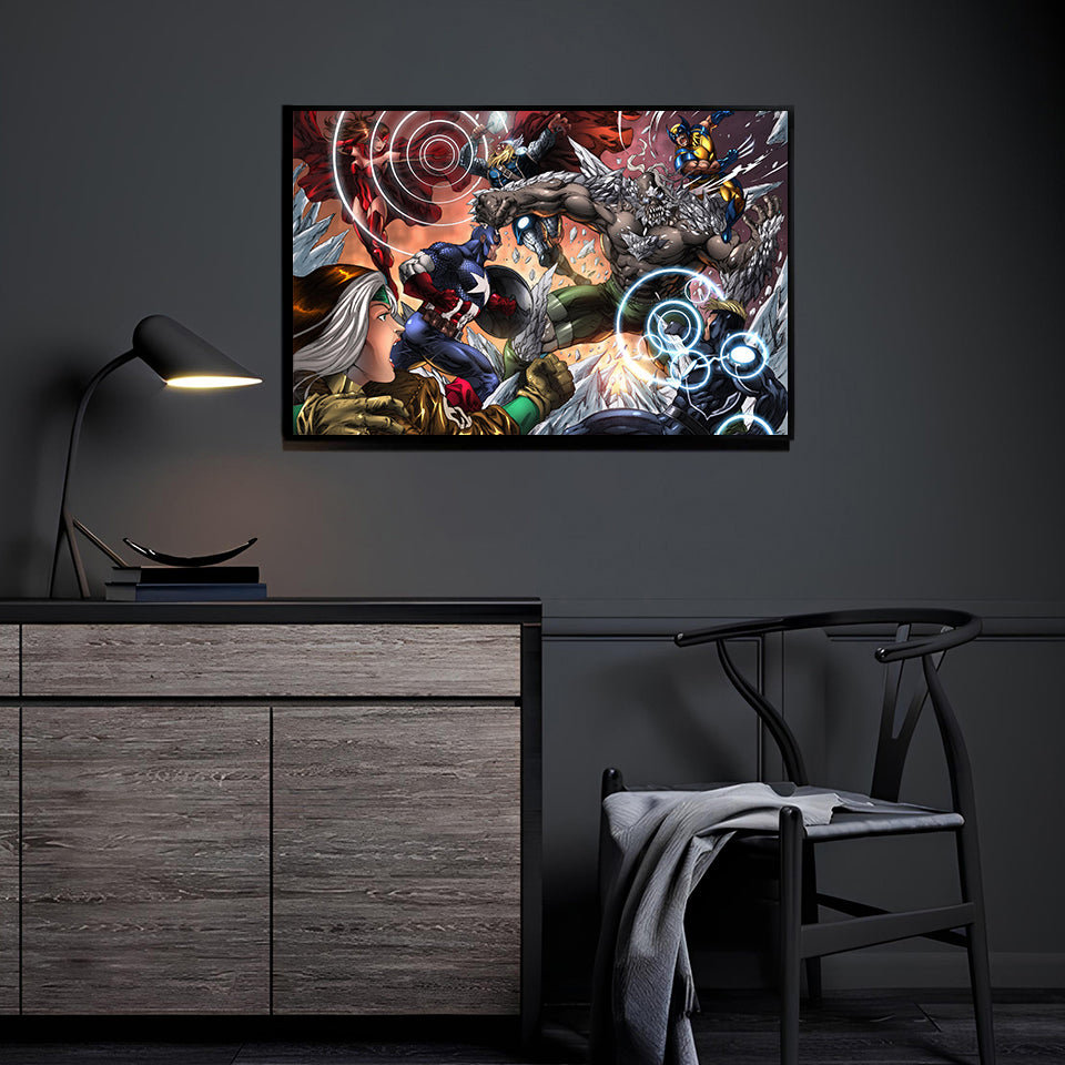 Uncanny Onslaught by Verry Woong and Bryan Arfel Magnaye displayed in a modern room.