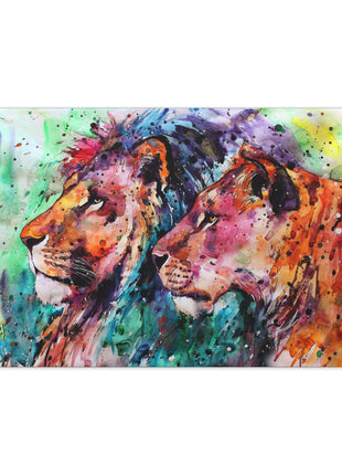 Royal Bond – Vibrant Male & Female Lion Wall Art | STG Collection [variant_option1] Print, Premium Wall Art by Snapping Turtle Gallery
