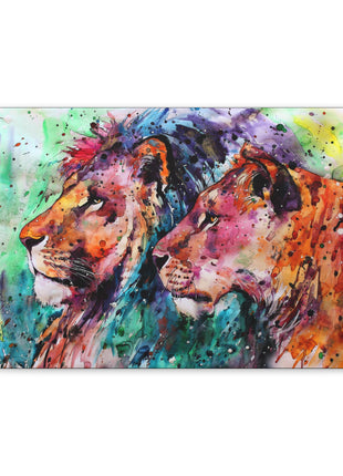 Royal Bond – Vibrant Male & Female Lion Wall Art | STG Collection [variant_option1] Print, Premium Wall Art by Snapping Turtle Gallery