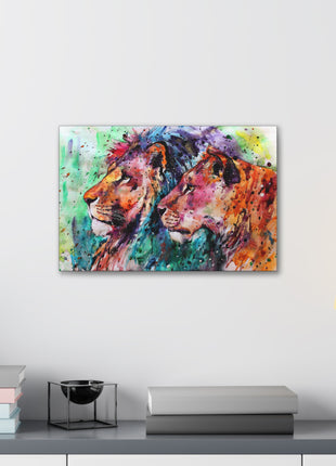 Royal Bond – Vibrant Male & Female Lion Wall Art | STG Collection [variant_option1] Print, Premium Wall Art by Snapping Turtle Gallery