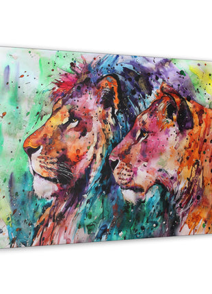 Royal Bond – Vibrant Male & Female Lion Wall Art | STG Collection [variant_option1] Print, Premium Wall Art by Snapping Turtle Gallery
