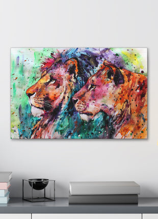 Royal Bond – Vibrant Male & Female Lion Wall Art | STG Collection [variant_option1] Print, Premium Wall Art by Snapping Turtle Gallery