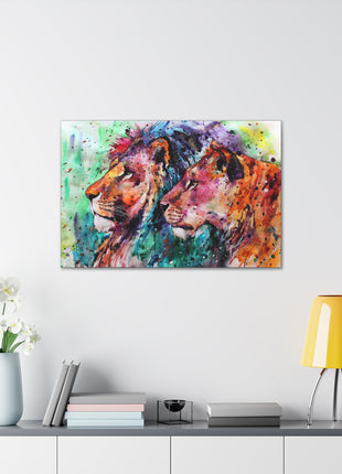Royal Bond – Vibrant Male & Female Lion Wall Art | STG Collection [variant_option1] Print, Premium Wall Art by Snapping Turtle Gallery