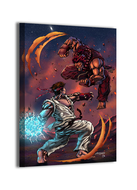 Ryu Akuma Street Fighter Art | Acrylic, Metal & Canvas - Snapping Turtle Gallery