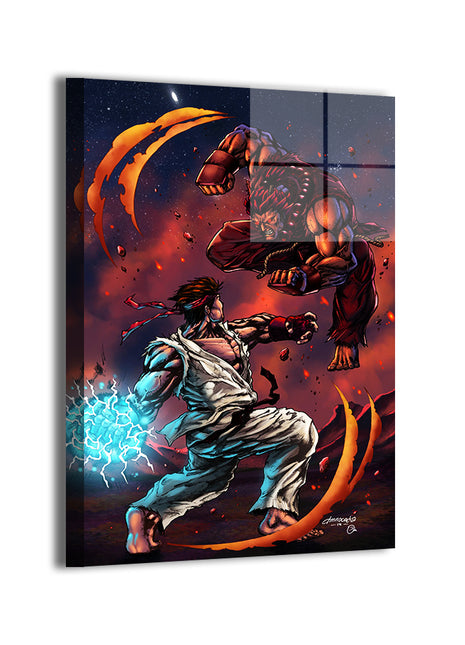 Ryu Akuma Street Fighter Art | Acrylic, Metal & Canvas - Snapping Turtle Gallery