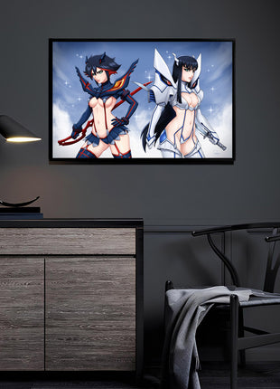 Ryuko Matoi & Satsuki Wall Art | Kill la Kill Acrylic, Metal & Canvas - Snapping Turtle Gallery