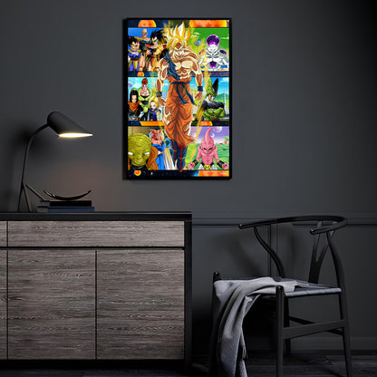 11x17 photo print collage featuring Super Saiyan Goku surrounded by DBZ villains from each saga