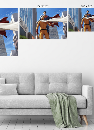 Saitama vs Superman Wall Art | One Punch Acrylic, Metal & Canvas Print - Snapping Turtle Gallery