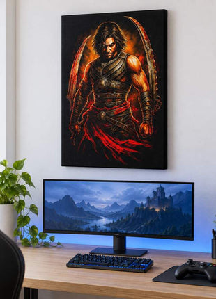 Sands Warrior Reborn Prince of Persia canvas wall art in a bright gaming room