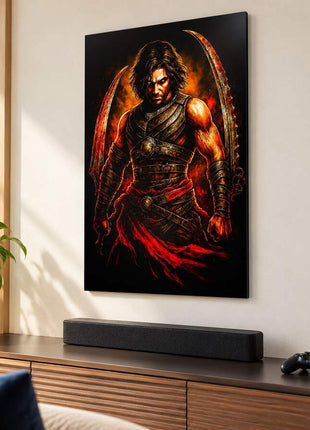 Sands Warrior Reborn Prince of Persia metal wall art in a bright media room