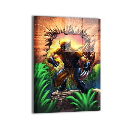 Metal—sleek metallic finish on claws-out mutant in sun-lit jungle.