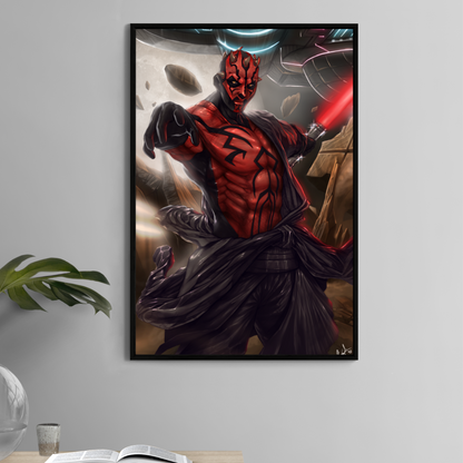  Darth Maul-inspired 11x17 wall art – double-blade saber pose