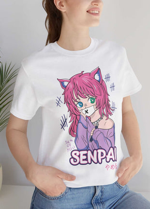 Senpai Cat Girl Shirt | Anime Streetwear Fan Art | Snapping Turtle Gallery [variant_option1] Print, Premium Wall Art by Snapping Turtle Gallery