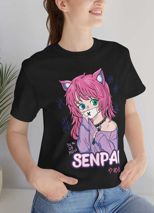 Senpai Cat Girl Shirt | Anime Streetwear Fan Art | Snapping Turtle Gallery [variant_option1] Print, Premium Wall Art by Snapping Turtle Gallery