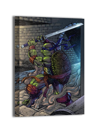 Sewer Samurai Leonardo with twin katanas TMNT wall art alternate view