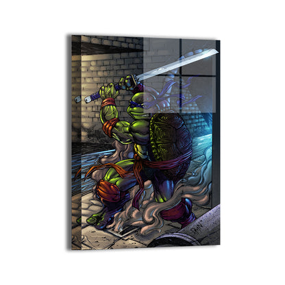 Metal—sleek metallic finish on Leonardo charging forward, blade lifted.