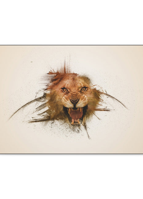 Shadow King – Realistic Lion Behind Canvas Illusion Wall Art - Snapping Turtle Gallery