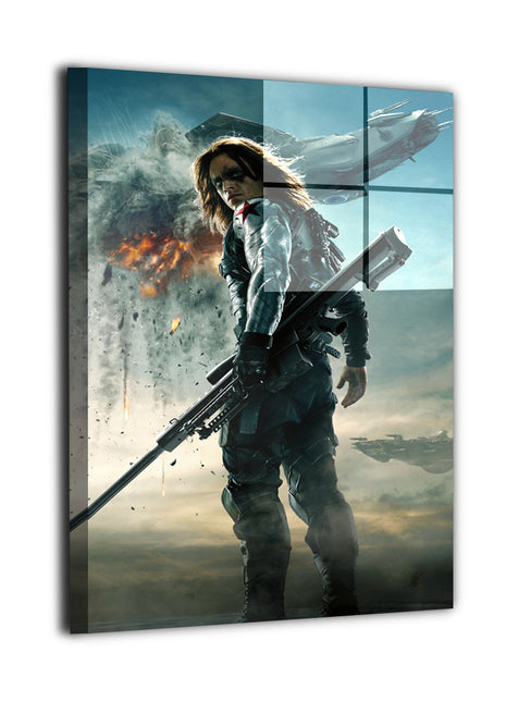 Shadow of War Winter Soldier metal wall art featuring Bucky Barnes