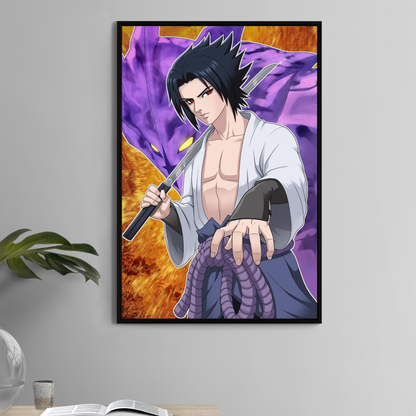 Poster print of Sasuke Uchiha with purple Susanoo aura—anime artwork by Sam Dela Torre
