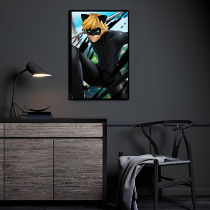 Shadowed Charm Wall Art Room Mockup – Cat Noir Miraculous Ladybug by Shirra