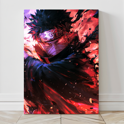 24x36 canvas wall art of Obito Uchiha with Sharingan glowing through mask – Snapping Turtle Gallery
