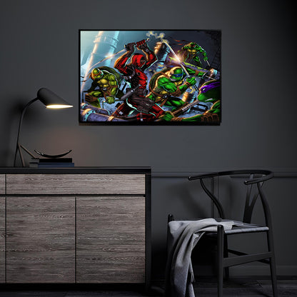 Shellshock Showdown Wall Art Room Mockup – TMNT vs Deadpool by Emil Cabaltierra & Splash Colors