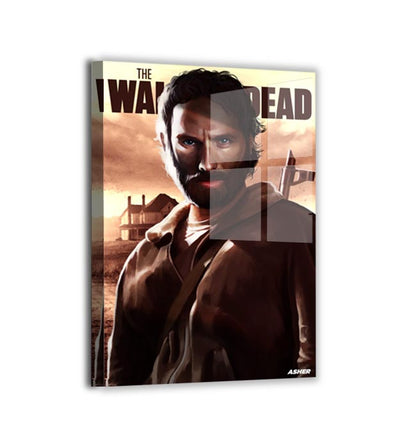 Metal — sleek metallic sheen with high contrast on rugged portrait; farmhouse silhouette backdrop; by Ben Asher.