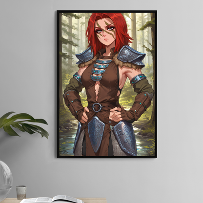 Shieldmaiden of the Wilds Wall Art Poster Print – Fantasy Warrior Woman Artwork