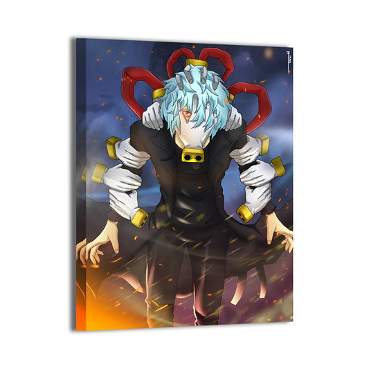 24x36 canvas print showing Shigaraki with hands and fire
