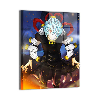 24x36 metal artwork featuring Shigaraki with chaotic energy
