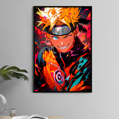  Naruto Uzumaki 11x17 anime print with fiery chakra background – Snapping Turtle Gallery