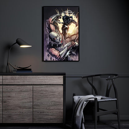 Silent Rivals Wall Art Room Mockup – Snake Eyes vs Storm Shadow GI Joe by Jey Silva & Bryan Arfel Magnaye