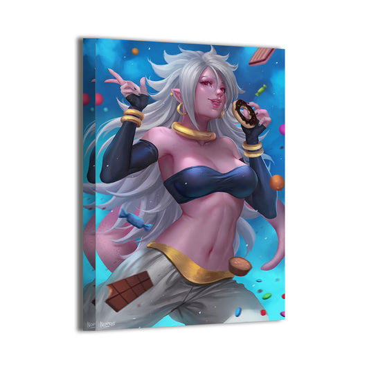 24x36 canvas print of powerful Majin Android 21 ready for battle with a mischievous look