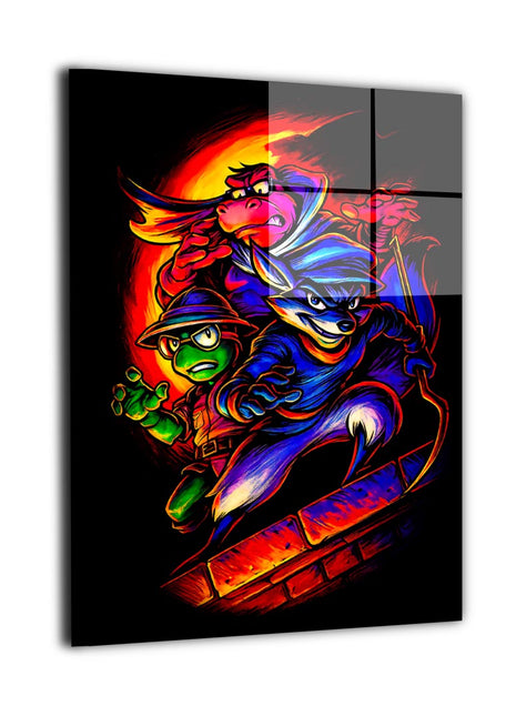 Cooper Gang Caper metal wall art showing the full crew together in a single high-contrast team portrait