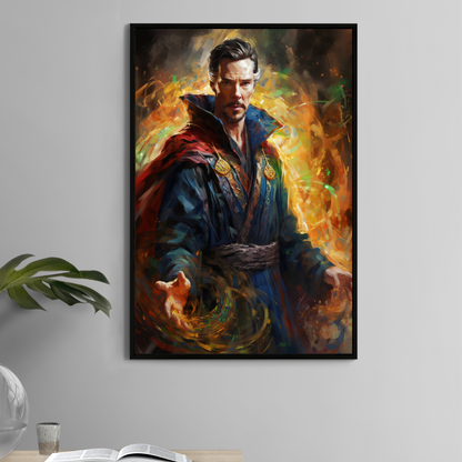 Doctor Strange 11x17 print with glowing orange spell and cloak of levitation

