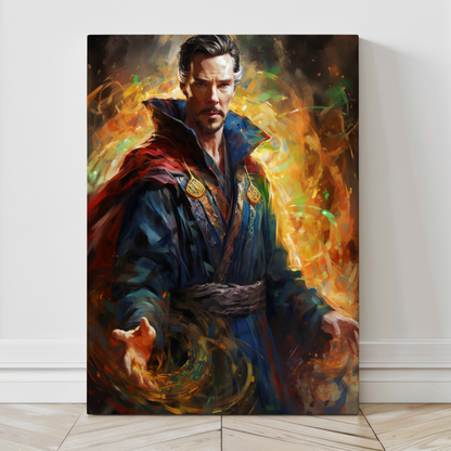 Large Doctor Strange canvas wall art with energy aura and detail