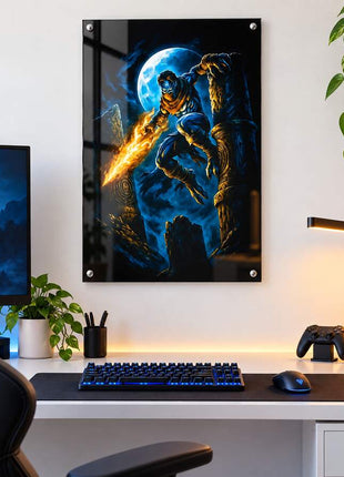 Soul Reaver Moonfall Raziel acrylic wall art in a bright gaming office
