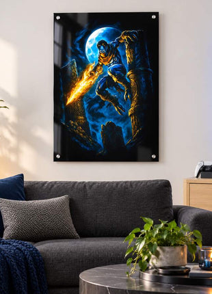 Soul Reaver Moonfall Raziel acrylic wall art in a modern media lounge