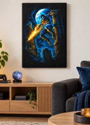 Soul Reaver Moonfall Raziel canvas wall art in a cozy gaming lounge