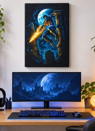 Soul Reaver Moonfall Raziel canvas wall art in a bright gaming room