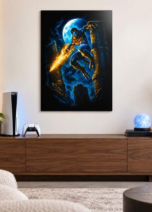 Soul Reaver Moonfall Raziel metal wall art in a bright media room