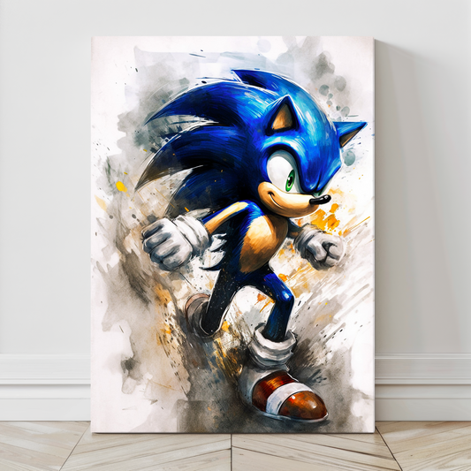 Large Sonic the Hedgehog canvas artwork with colorful impact