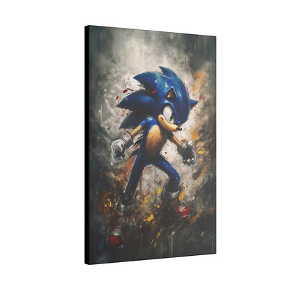 "Sonic the Hedgehog Watercolor Wall Art on premium canvas, acrylic, and metal – front view featuring iconic Sonic in vibrant watercolor design"

